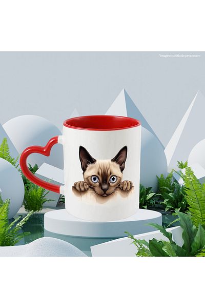StoryGift Romania Mug with a cat hanging on the fence | illustration | penetrating gaze | attentive |, With ,STG.
