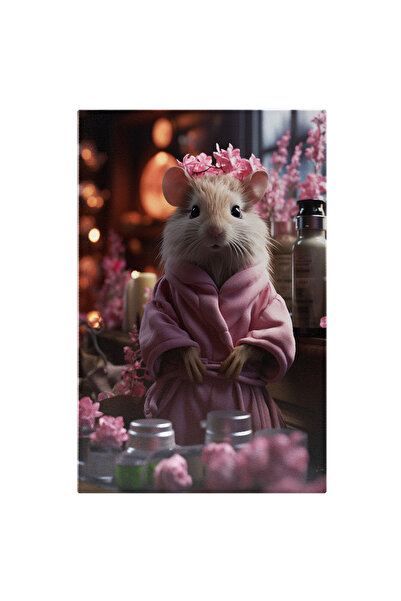 StoryGift Romania Tablou Canvas: Portret Feminin Floral Șoarece În Halat La S...