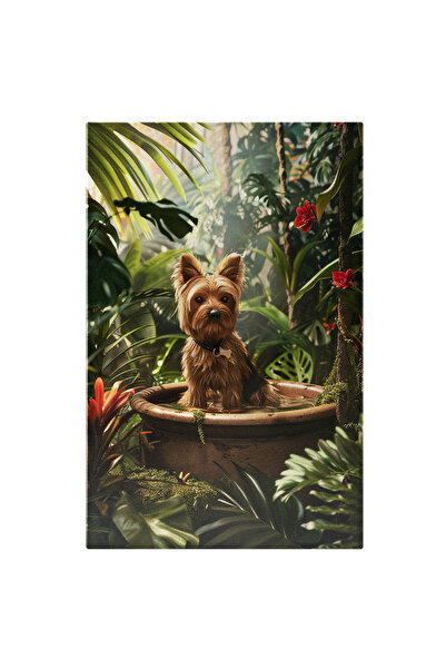 StoryGift Romania Tablou Canvas Cățelușul Din Jardinieră Pădurea Cu Flori De ...