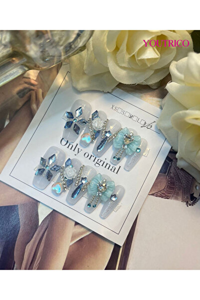 Youtrico أظافر سويت لوكس متوسطة الحجم مصنوعة يدويًا بالضغط، لونها لوزي، 242#M