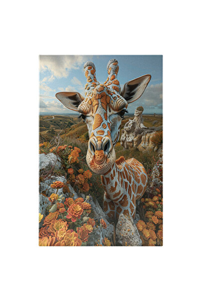 StoryGift Romania Tablou Canvas Girafă Văzută De La Înălțime Printre Stânci -...