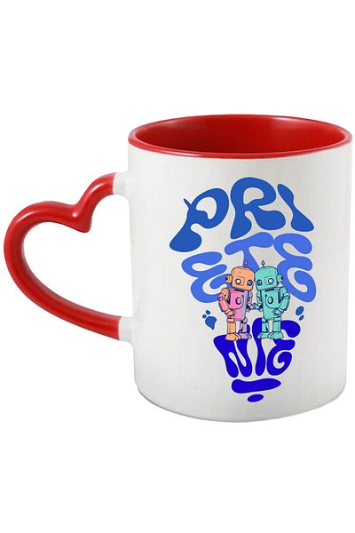 StoryGift Romania Text Mug In The Shape Of A Light Bulb Friendship Robots Family, 330ml, Ceramic With Handle I, With ,STG.