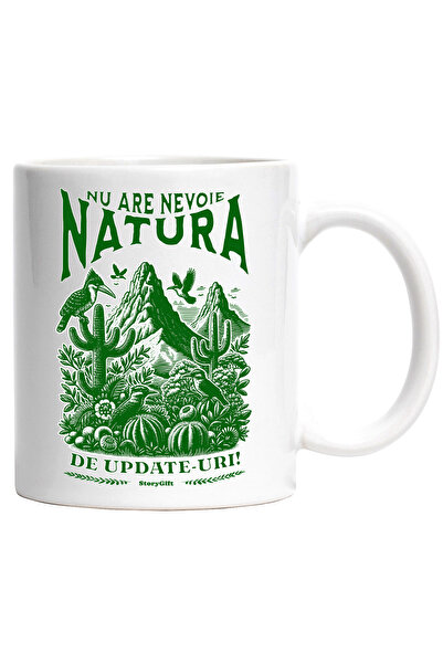StoryGift Romania Cana natura nu are nevoie de update-uri padure jungla, 330ml, Ceramic cu Maner A, Cu ,STG