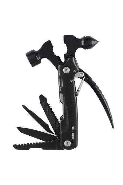 fulina Portable Multi-purpose Hammer, 12 in 1, Made of Durable Stainless Steel, Suitable for Camping, Black