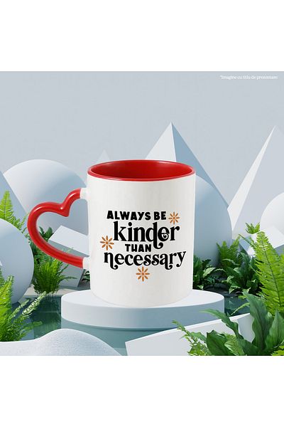 StoryGift Romania Popcorn Mug with "Be Better Than Necessary" Text with Red Heart Handle, With ,STG