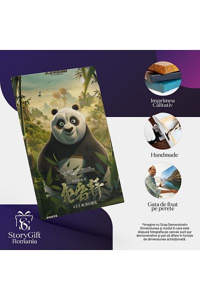 StoryGift Romania Tablou Canvas Filmul Kung Fu Panda, Ursul Panda Cu Ochii Stralucitori Bucuros In Natura Si Ure