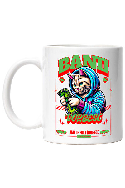 StoryGift Romania Cana Pisica gangster numarand bacnote banii vorbesc, 330ml,...