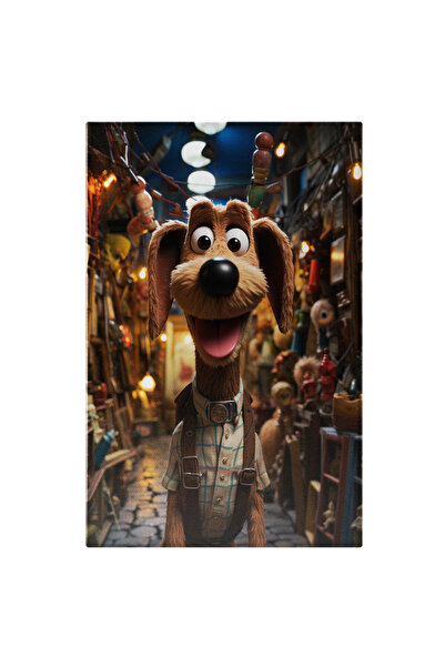 StoryGift Romania Tablou Canvas: Portret Nocturn Desen Animat Câine De Pluș Î...