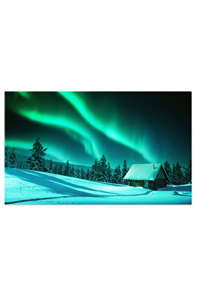 StoryGift Romania Tablou Canvas Aurora Boreala Peisaj Minunat Nordic, Casa, L...