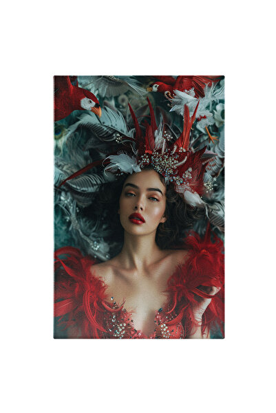 StoryGift Romania Tablou Canvas: Încântarea Vizuală A Femeii Cu Pene În Păr D...