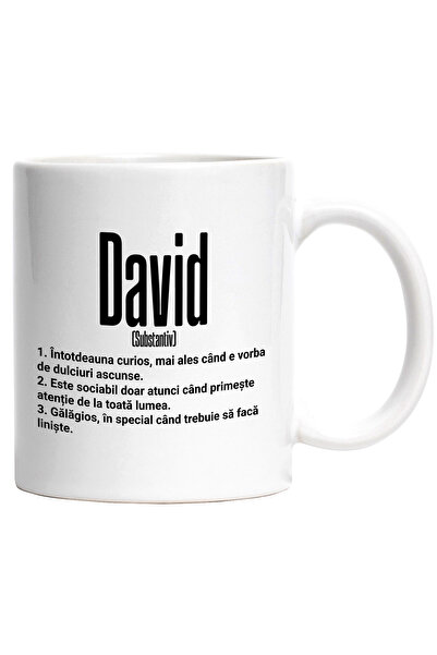 StoryGift Romania Cana Cu Numele David, Cu Mesaj Amuzant, Curios, Sociabil, G...
