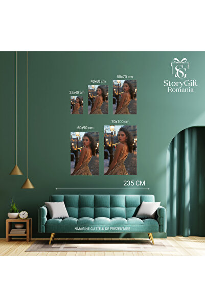 StoryGift Romania Tablou Canvas: Petrecerea Splendoarei Femeie În Rochie Strălucitoare Pe Stradă Pavată Pictura D