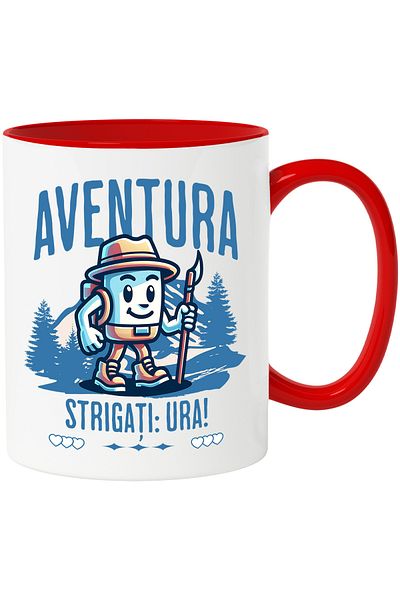 StoryGift Romania Adventure mug scout shout out, hat and backpack, 330ml, Ceramic with R Handle, With, STG