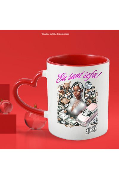 StoryGift Romania Mug Rich Girl Wealth Car Pink Powder Text I'm the Boss, 330ml, Ceramic with Ma, With, STG