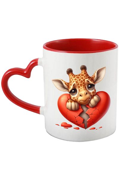 StoryGift Romania Mug with a giraffe that is sad, illustration, broken heart, heartbreak, disappointment, , With ,STG