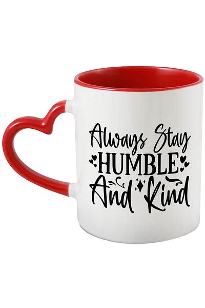 StoryGift Romania Heart-shaped mug with the message that urges you to always remain modest and kind to Ma, Cu, STG