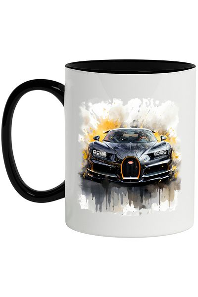 StoryGift Romania Sports Car Mug, Brand, Watercolor, Paint, Multicolor 330 ml, Ceramic with , With ,STG