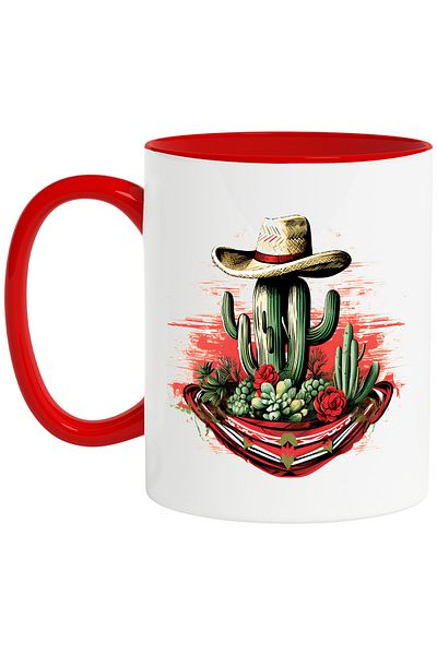 StoryGift Romania Mug with a Wild West landscape, cactus, cowboy hat, illustration, pl, With, STG