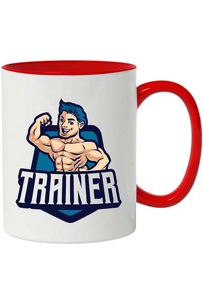 StoryGift Romania Mug With Message Trainer, Emblem, Muscle, Man, Coach, Gym, Multicolor 330 ml, With ,STG