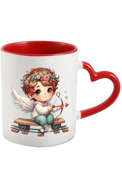 StoryGift Romania Mug with a baby Cupid | shooting a bow | walking through a mine | wings | , With ,STG