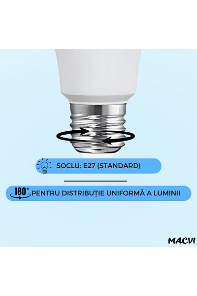 MACVI Macvi® 7W LED bulb (56W equivalent), 630 lm, optimal light for any room