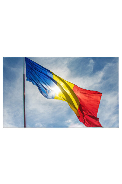 StoryGift Romania Tablou Canvas: Steag National In Vant - Simbol Al Culturii