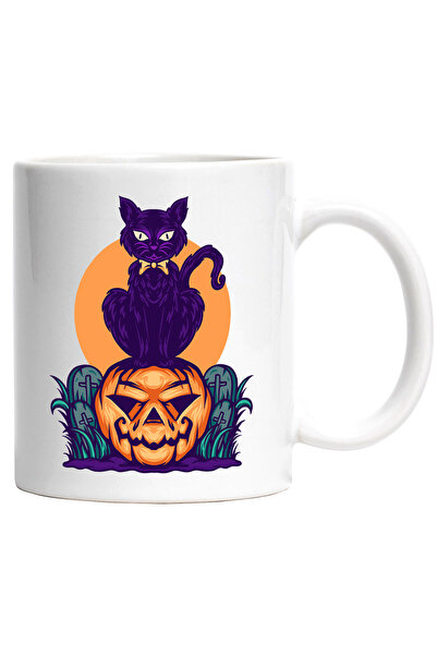 StoryGift Romania Cana Cu Halloween: Pisica, Dovleac, Cimitir, Cruci, Noapte,...