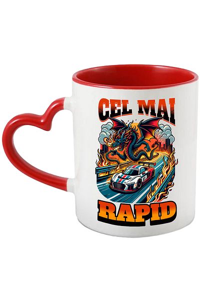 StoryGift Romania Cana cel mai rapid masina pe sosea dragon in aer viteza, 330ml, Ceramica cu Man, Cu ,STG