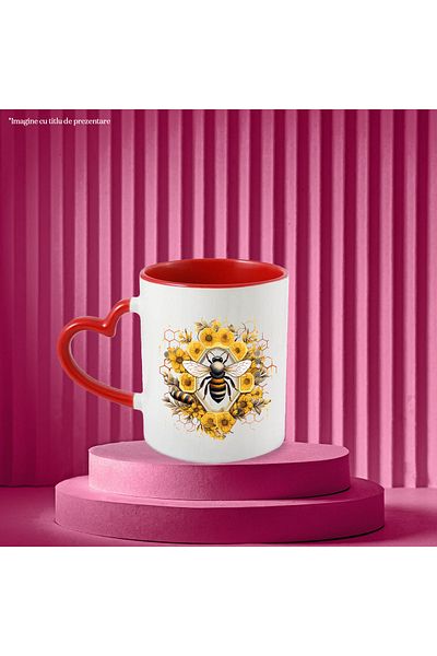 StoryGift Romania Mug with a bee, illustration, honeycomb, honey, sweet, hardworking, nature with Handle Ini, With, STG.