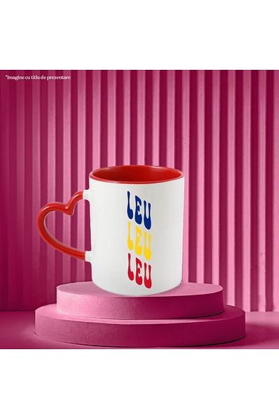 StoryGift Romania The Word Lion Mug, in the Colors of the Romanian Flag, Red, Yellow, Blue, Text, With, STG