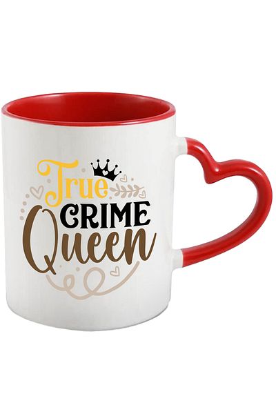 StoryGift Romania Mug with hearts and crown with the text "True crime queen" - the real queen of crime, with STG.