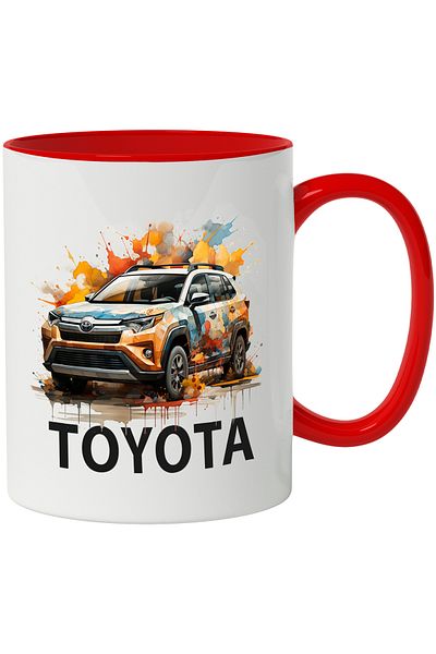 StoryGift Romania Mug With Message Toyota, Car, Watercolor, Splash, Multicolor 330 ml, Ceramic with, With, STG