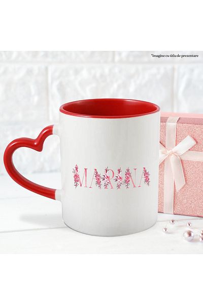 StoryGift Romania Mug With The Name Marina, Floral, Colorful, Creative, Beautiful, Unique, 330ml, Ceramic, With,STG.