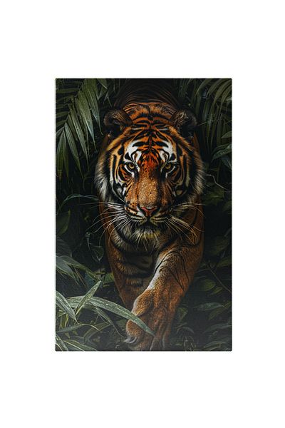 StoryGift Romania Canvas Painting 70 x 50CM Canvas Fierce Tiger Hidden Behind Plants Ready to Come Out l,STG.