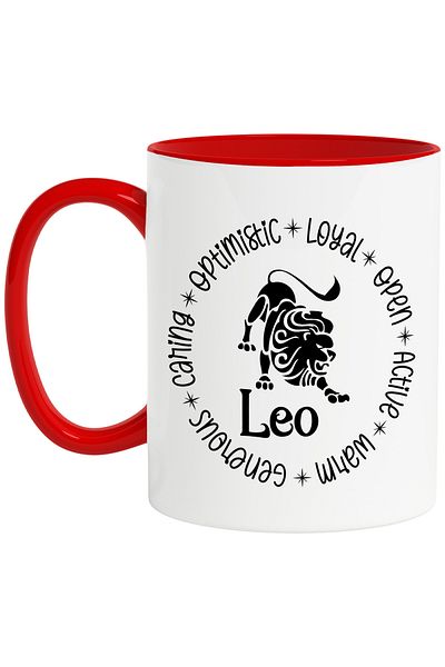 StoryGift Romania Leo zodiac sign mug, illustration, zodiac sign, astrology, symbol, sign, optimistic, loyal, With,STG