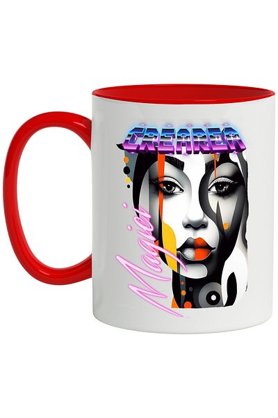 StoryGift Romania Mug With Message Creating Magic, Polka Dots, Woman, Face, Lips, Multicolor 330 ml, Sky, With ,STG