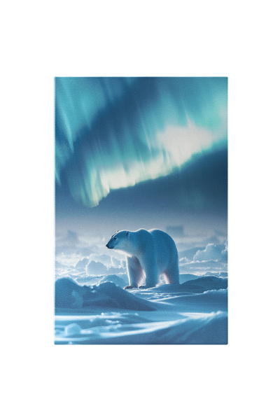 StoryGift Romania Tablou Canvas: Ursul Polar De Un Alb Imaculat Dezmierdat De Luminile Magicei Aurore Polare Pict