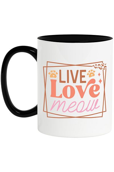 StoryGift Romania Mug with the text in English "Live, love, meow" - live love meow with Handle, With, STG