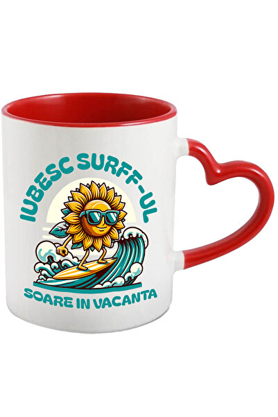 StoryGift Romania Cana soare pe placa de surff, vara, vacanta, 330ml, Ceramic...