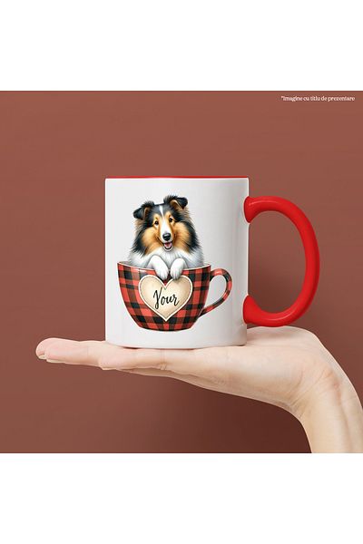 StoryGift Romania Mug with a dog sitting in a cup, illustration, for dog lovers, , With ,STG .