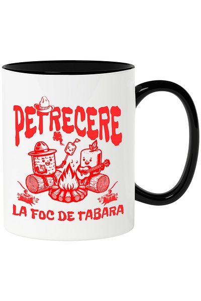 StoryGift Romania Campfire party mug, camping, adventure, 330ml, Ceramic with Black Handle, With, STG