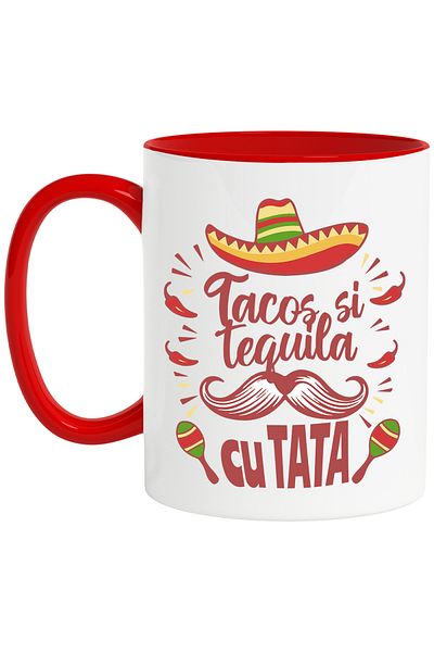 StoryGift Romania Mug Tata Mexico taco and tequila lovers family, 330ml, Ceramic with R Handle, With,STG