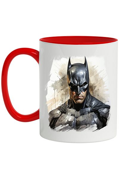 StoryGift Romania Mug With Portrait, Batman, Costume, Mask, DC, Paint Splatter, Multicolor 330 ml, Ce, Cu, STG