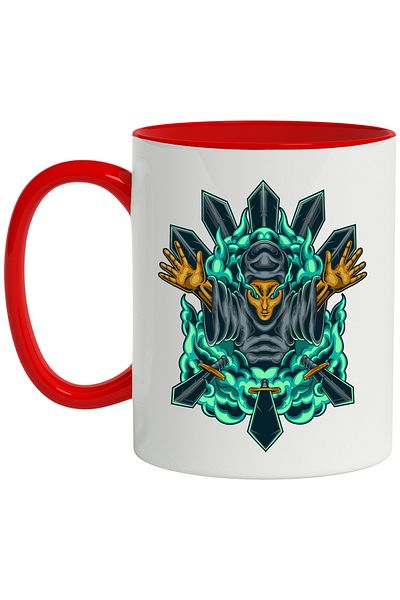 StoryGift Romania Mug With Swords, Magician, Flames, Fantasy, Fighter, Multicolor 330 ml, Ceramic, With ,STG