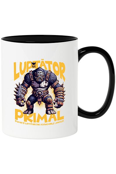 StoryGift Romania Primal Fighter Robot Mug. Fists and kicks from the depths, 330ml, Ceramic with , With ,STG