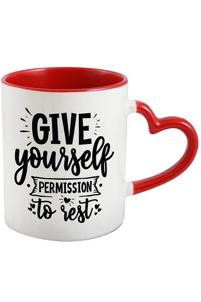 StoryGift Romania Mug with hearts and a message that encourages you to allow yourself to rest - re, With ,STG.