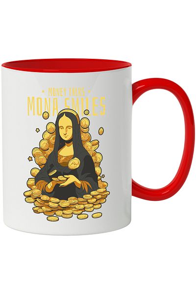 StoryGift Romania Mug With English Message Money Talks Mona Smiles, Money, Multicolor 330 ml, Ceram, With, STG