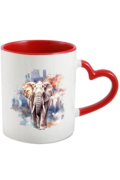 StoryGift Romania Mug With Elephant, City, Blocks, Buildings, Urban, Tusks, Multicolor 330 ml, Ceramics, With ,STG