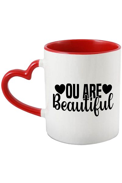 StoryGift Romania Mug for a beautiful woman with a message in English - hearts with handle Ini, Cu, STG