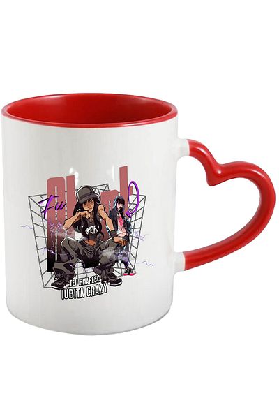 StoryGift Romania Girl Mug In Hip Hop Style Text Be Careful I'm Watching You Crazy Lover, 330ml, Ceramics, With ,STG.